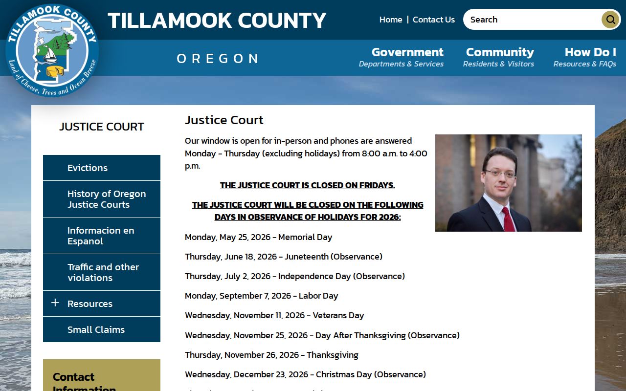 Tillamook criminal history and municipal Justice Court records