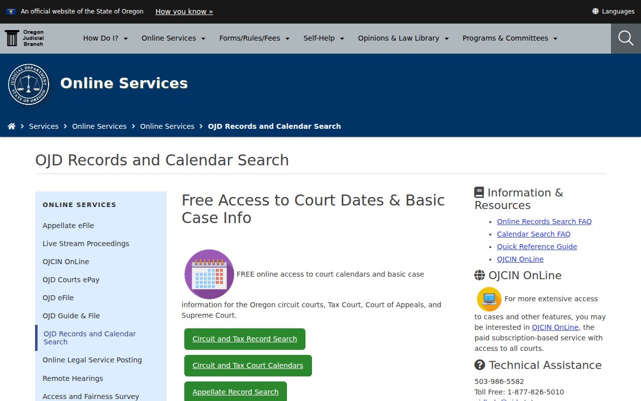 Tillamook County criminal court cases free OJD search